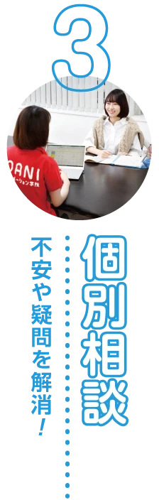 3個別相談 不安や疑問を解消!